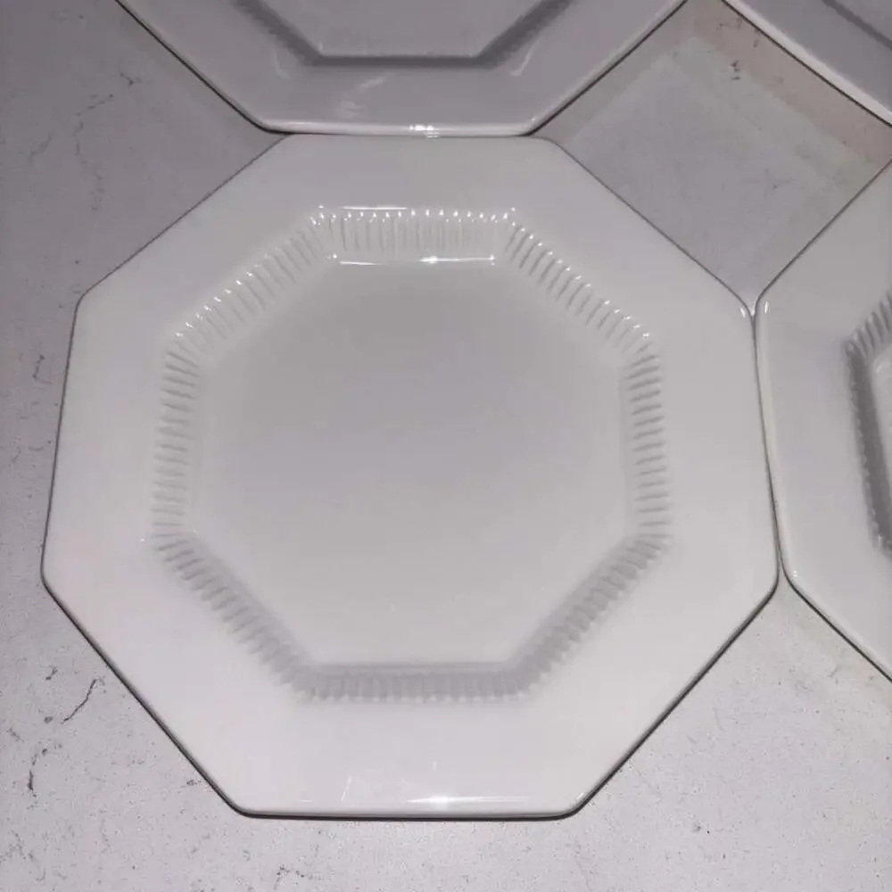 Set of 4 Vintage Nikko Classic White Octagonal Salad Plates